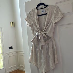 Princess Polly linen romper with tie front